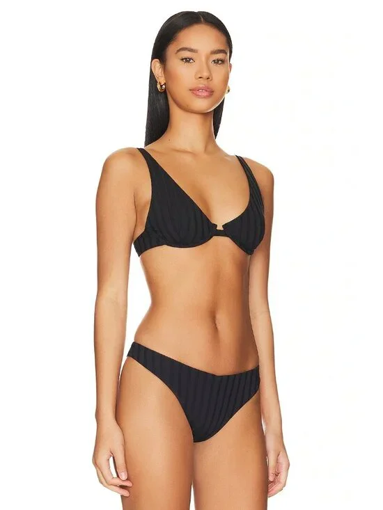 Vitamin A Rossi Halter Underwire Bikini Top in Black Small Womens Swimsuit